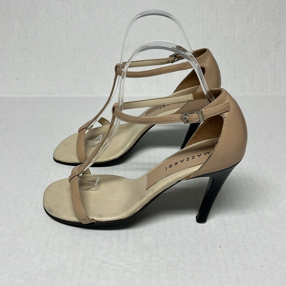 Nude square toe T-Strap leather stiletto heel Sandals 36 minimalistic capsule - Picture 3 of 15